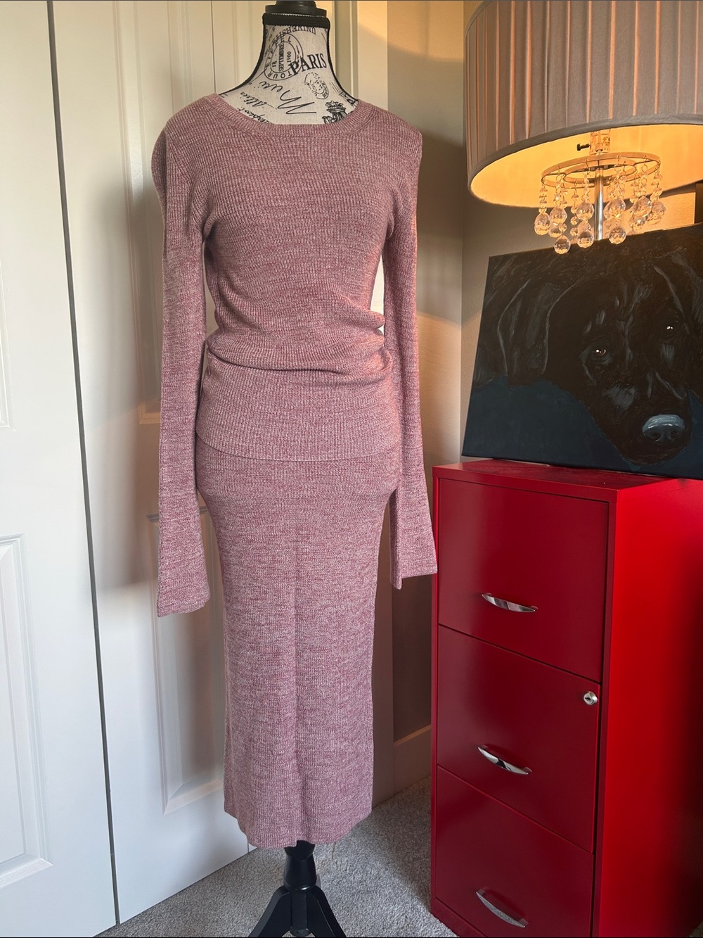 NWT Women's Pink Knit Midi Skirt